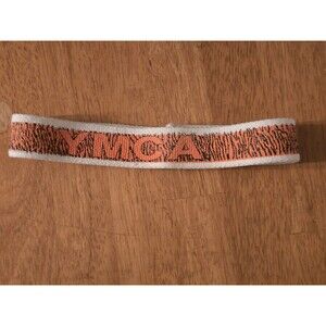 Vintage YMCA Elastic Sweatband Headband Orange Black Tiger Stripe Retro 70s 80s